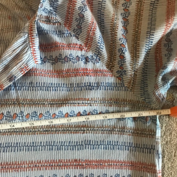 Roller Rabbit Cotton Blue Striped Shirt Elastic Sleeves Sz Large - Picture 2 of 10